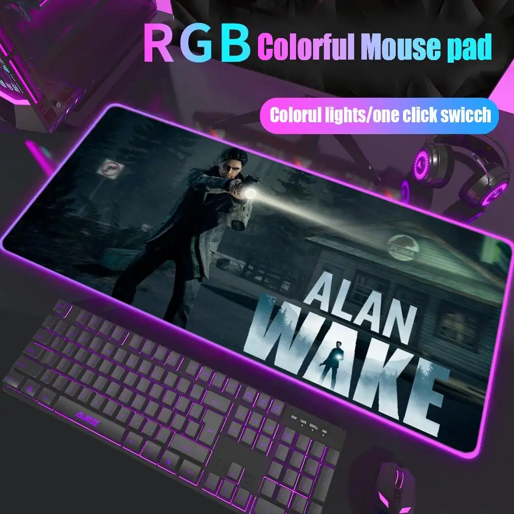 

Alan Wake Mouse Pad Gamer Rgb Desk Mat Back Light Led Mousepad Setup Gaming Accessories Deskmat Big Mousepad Backlight