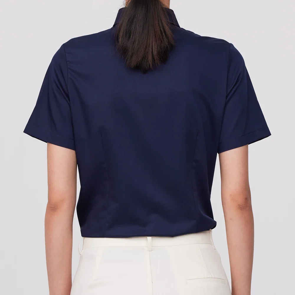 Damska koszula biurowa z krótkim rękawem, bez kieszeni, nie wymagająca prasowania, codzienna, dopasowana, elegancka, elastyczna bluzka i koszula.