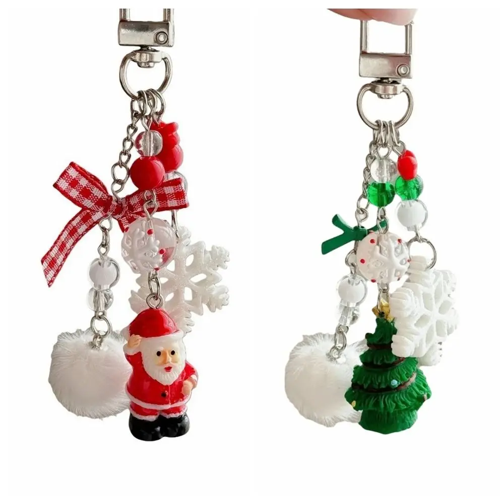Niedlicher Acryl-Weihnachts-Schlüsselanhänger, Weihnachtsbaum-Perlen-Schlüsselanhänger, Weihnachtsmann-Dekoration, Schneeflocken-Weihnachtsanhänger, Geschenke – Detail 2