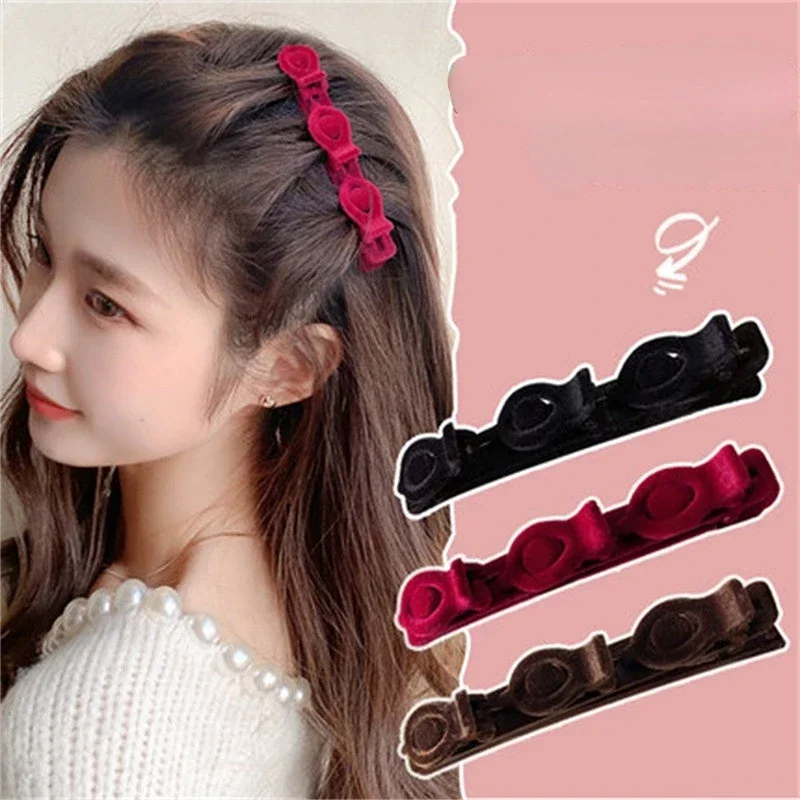 

Red Flocked Bangs Hair Clips Cute Barrettes Hairgrip Alice Braid Headwear Hairpins Women Korean Hair Styling Accessories Braider