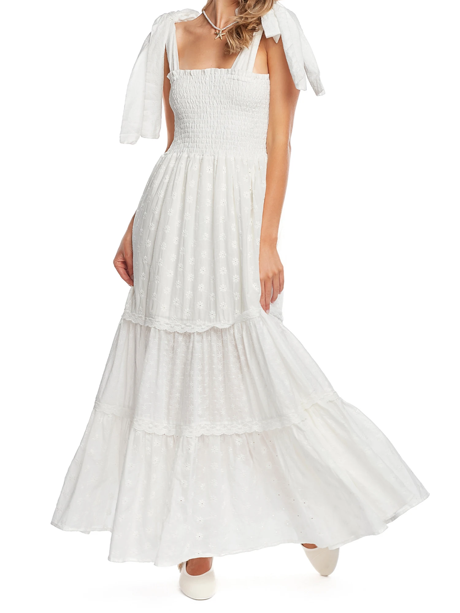 Women s Ruffle Sleeve Maxi Dress with V-Neckline and Floral Print Summer Boho Long Dress Beach Vacation Dress