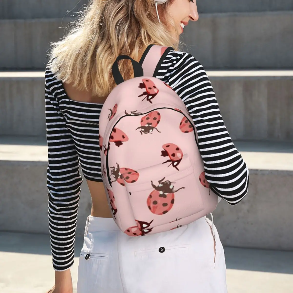 Cute Ladybug Pattern Whimsical Insect Backpack Hot Sale Daypack Large Capacity BookBag School Bag Shoulder Bags for Men Women
