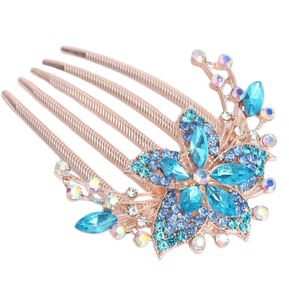 Bridal Luxurious Rhinestones Hair Comb Woman Dazzling Flower Strong Hold Hair Piece for Woman Hair Decorative Ornaments