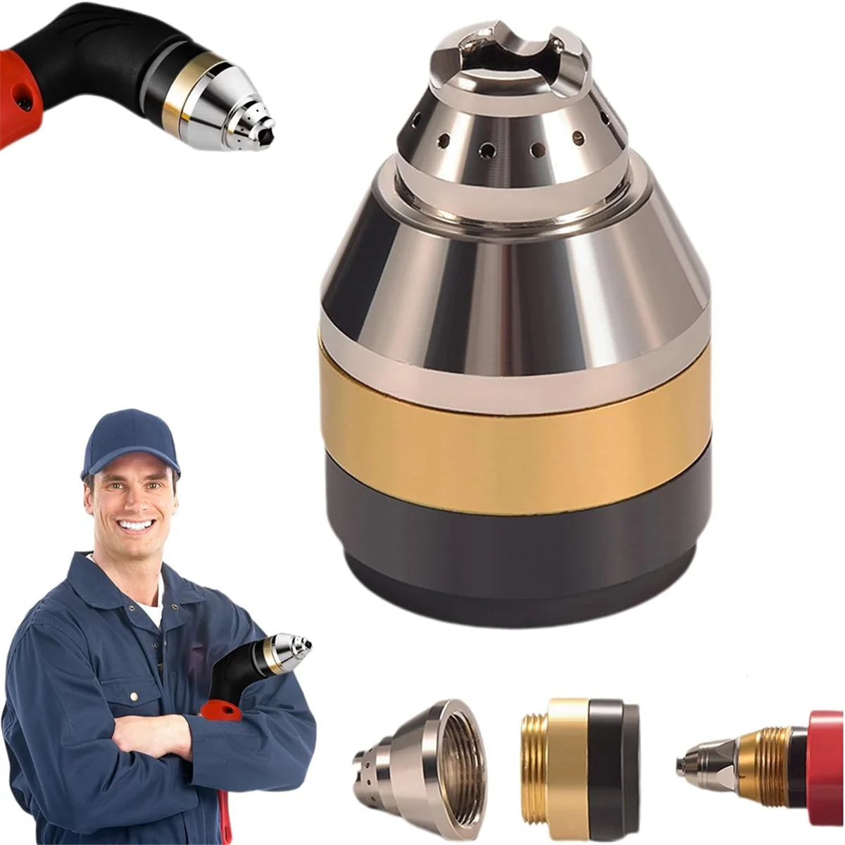 

A96Q-P80 Plasma Cutting Nozzle Protective Cover, Plasma Cutter Tips Electrodes Cover, Contactable Protective Cover (5Pcs)