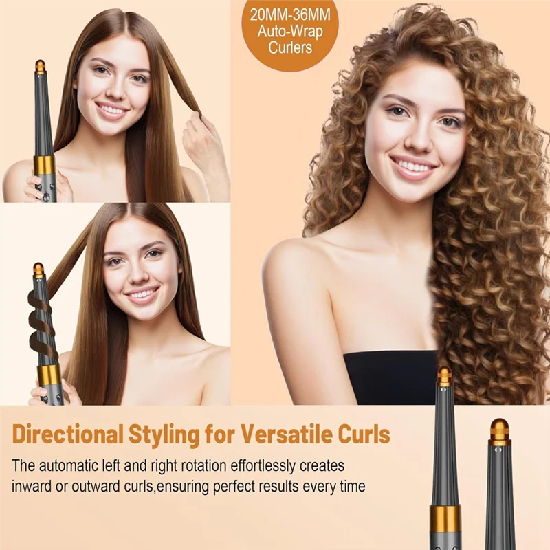 AT28-For Dyson Airwrap HS01 HS05 HS08 Curling Iron Attachments- Round Volumizing Brush& 0.78In To 1.4In Conical Long Barrels