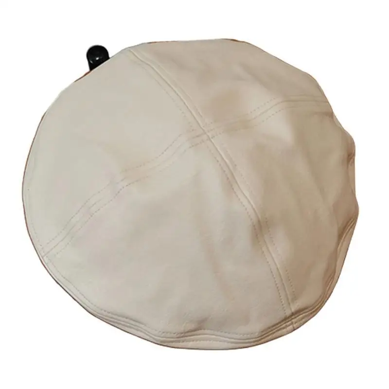 

31BB Multi-Color PU Leather Beanie Causal Berets Painter Cap for Ladies Girls Female