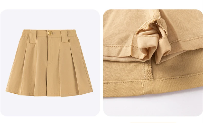 College-Preppy-Stil Schuluniformrock für Mädchen, Khaki-Faltenrock, Elegante Kinderkleidung für Teenager – Detail 9