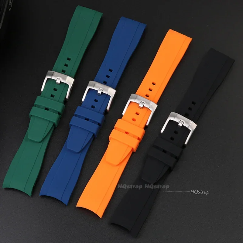 Curved End Rubber Silicone Strap for Citizen Watch Bracelet for Swatch Soft Waterproof Watchband for Rolex 20mm 22mm Wristband