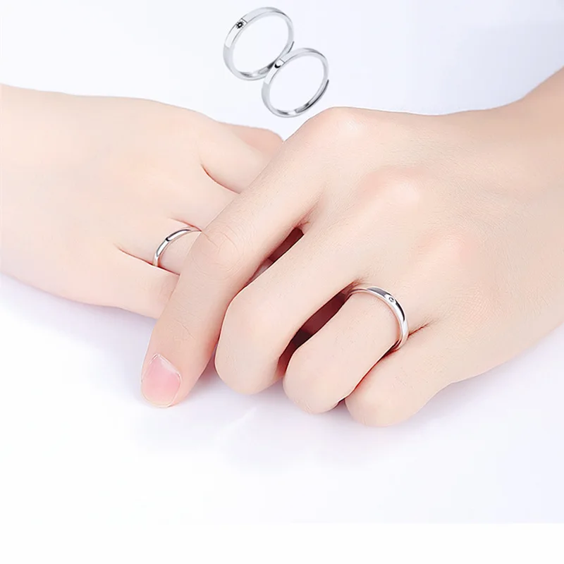 Klassischer offener Paarring mit Sonne und Mond für Damen und Herren, romantisch, schwarz, weiß, passender Fingerring-Set, Schmuck, Hochzeitstag, Geschenke – Detail 1