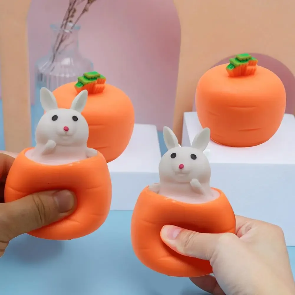 

Squeeze Carrot Rabbit Cup Unzip Toy Vent Toys Fidget Toy Children Rabbit Relieve Stress Pinching Toy for Kids New Year Gifts