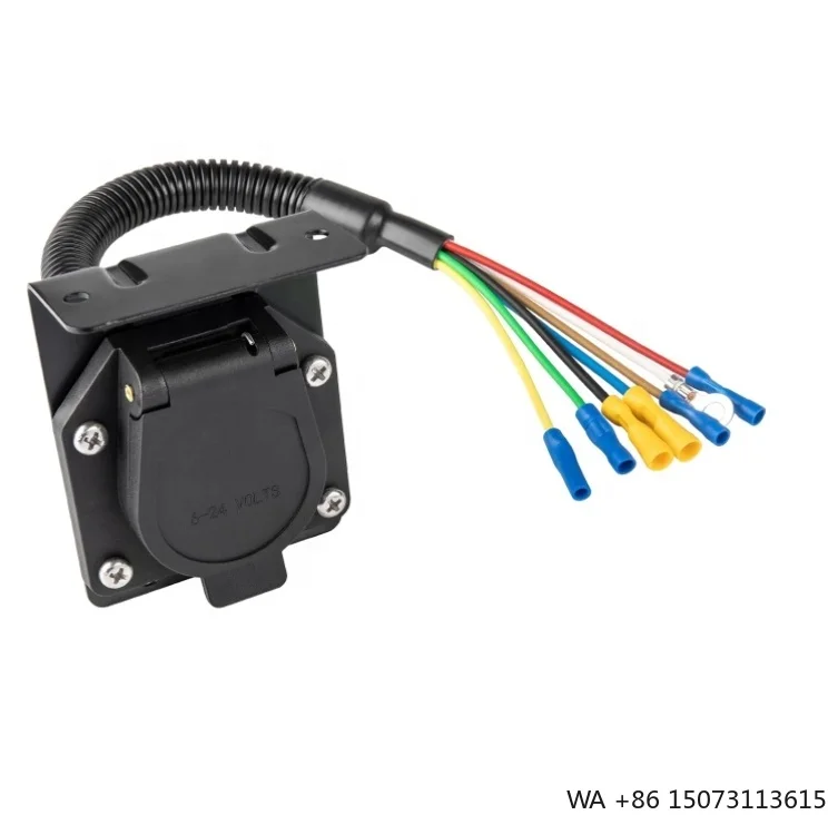 7-Way RV Trailer Light Connector Socket 7-Pin Wire Electrical Adapter 7-Prong Quick Converter with Mounting Bracket