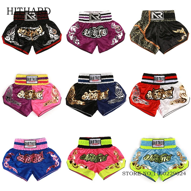 Muay Thai Shorts Men Women Embroidered Thai Boxing Shorts Child Cage Fighting Kickboxing Shorts Martial Arts Grappling Clothes