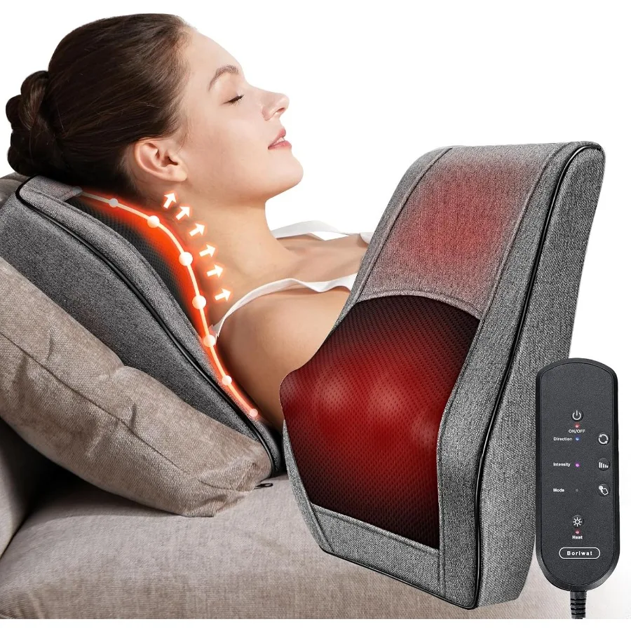 

Back Massager with Heat for Neck Deep Tissue 3D Kneading Massage Pillow for Back Neck Shoulder and Legs Relief Ideal Relaxation