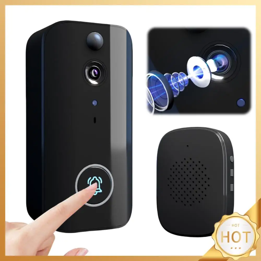 واي فاي اللاسلكية جرس باب يتضمن شاشة عرض فيديو الأشعة تحت الحمراء للرؤية الليلية جرس الباب الذكي كاشف حركة جرس الباب البصري لنظام إنذار أمان المنزل