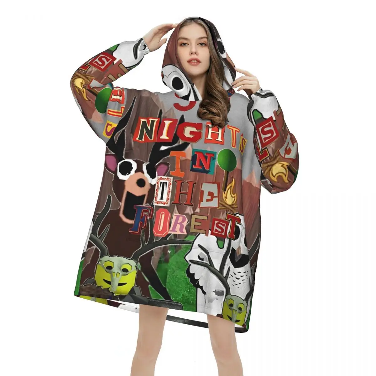 99Nights In The Forests Deken Hoodie Draagbare videogamesdeken Oversize met zak Warme slaapzak Zachte, gezellige onesie