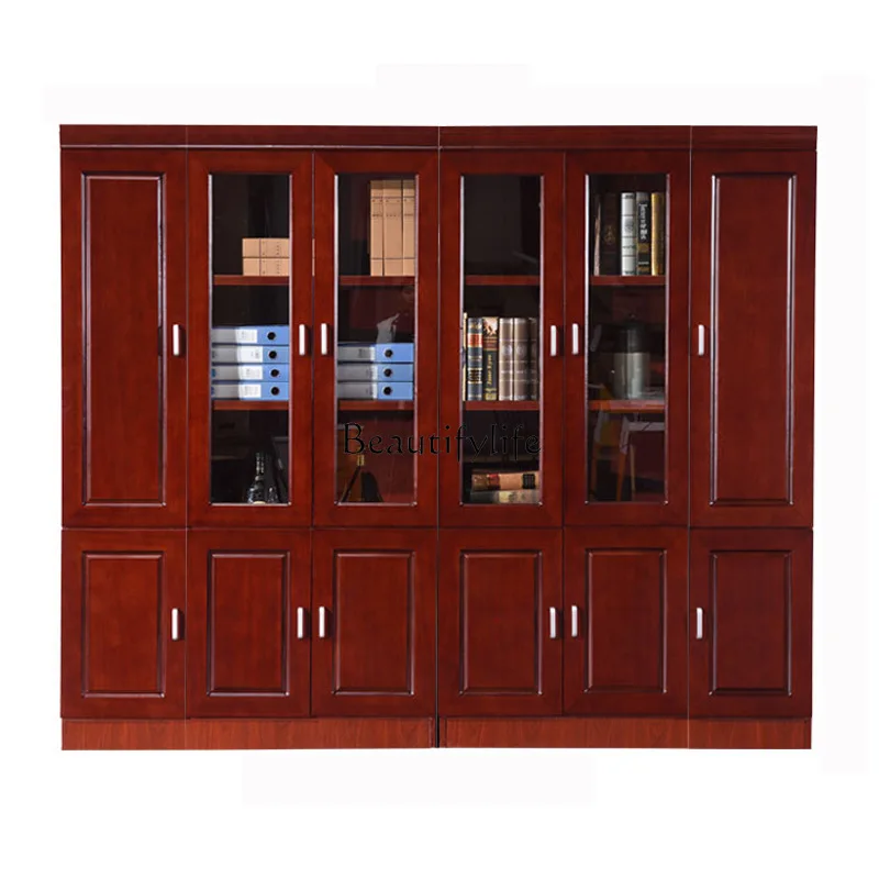 

Walnut paint bookcase, combination multi-door bookcase
