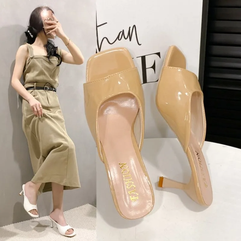 

2023 Summer New Women Shoes Fashion Square Head Thin High Heel Sexy Slippers Women sandals Zapatos De Mujer sandalias