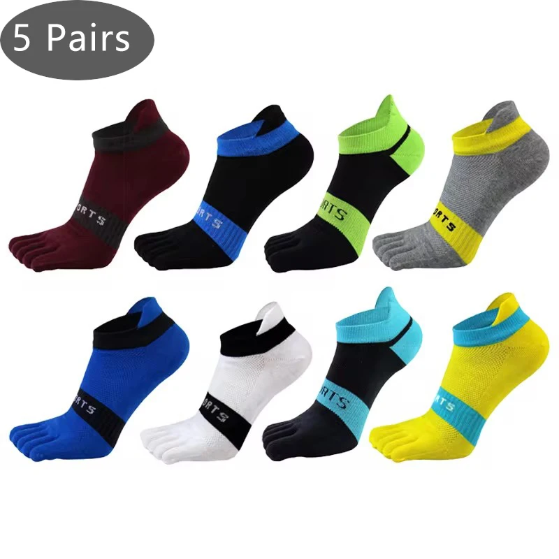 5 Pairs Thin Toe Invisible Socks Cotton Summer Mesh Breathable Deodorant Striped Young Casual Fashion Sport 5 Finger Ankle Socks