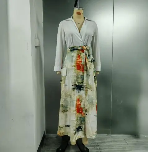 Frauen Elegante Gedruckt Strickjacke & Langen Rock Set Temperament Pendeln Sets Herbst Neue Stil Weibliche Mode Röcke Outfits