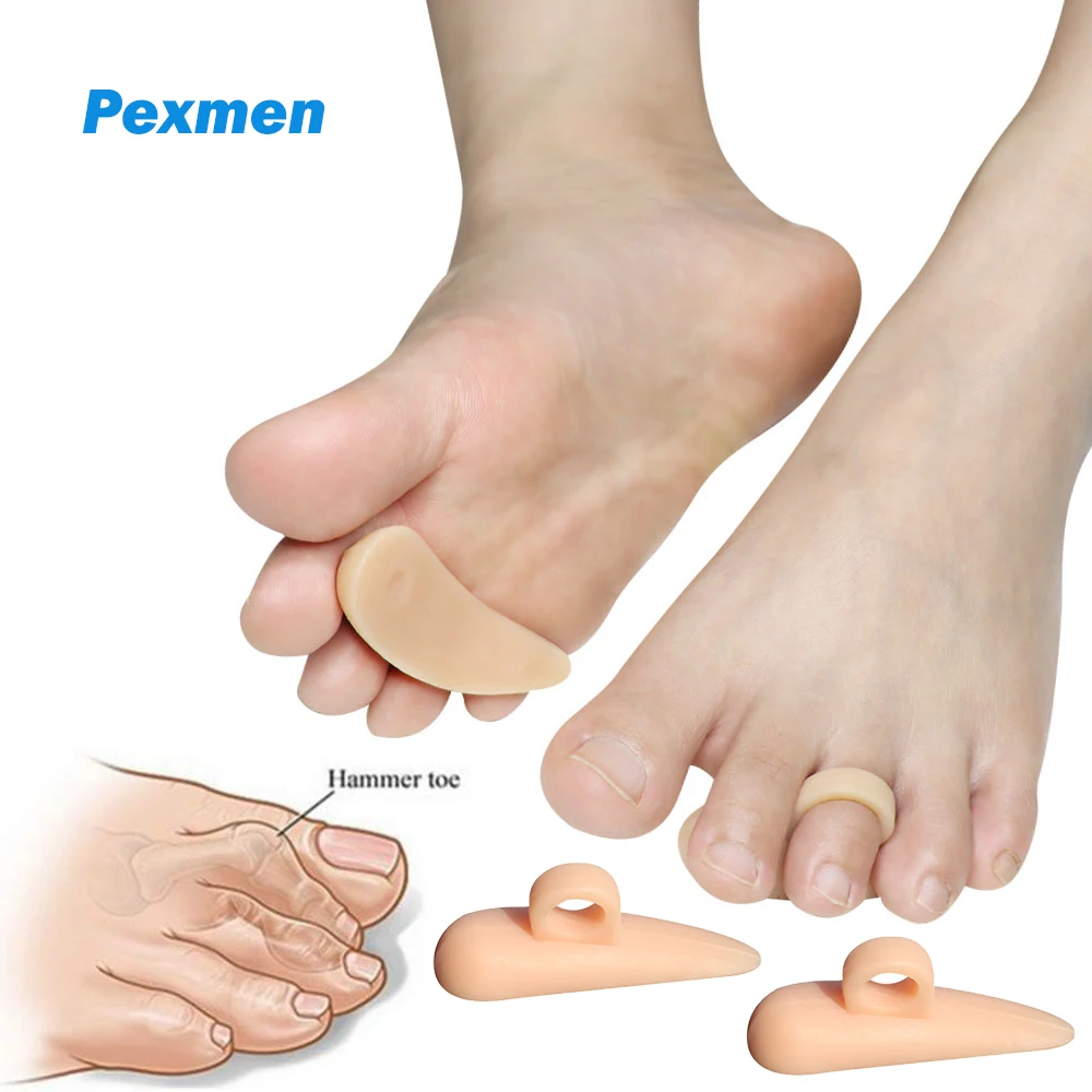 

Pexmen 2/4Pcs Gel Hammer Toe Straightener Hammertoe Crest Cushions for Curled Curved Crooked Overlapping Claw and Mallet Toes