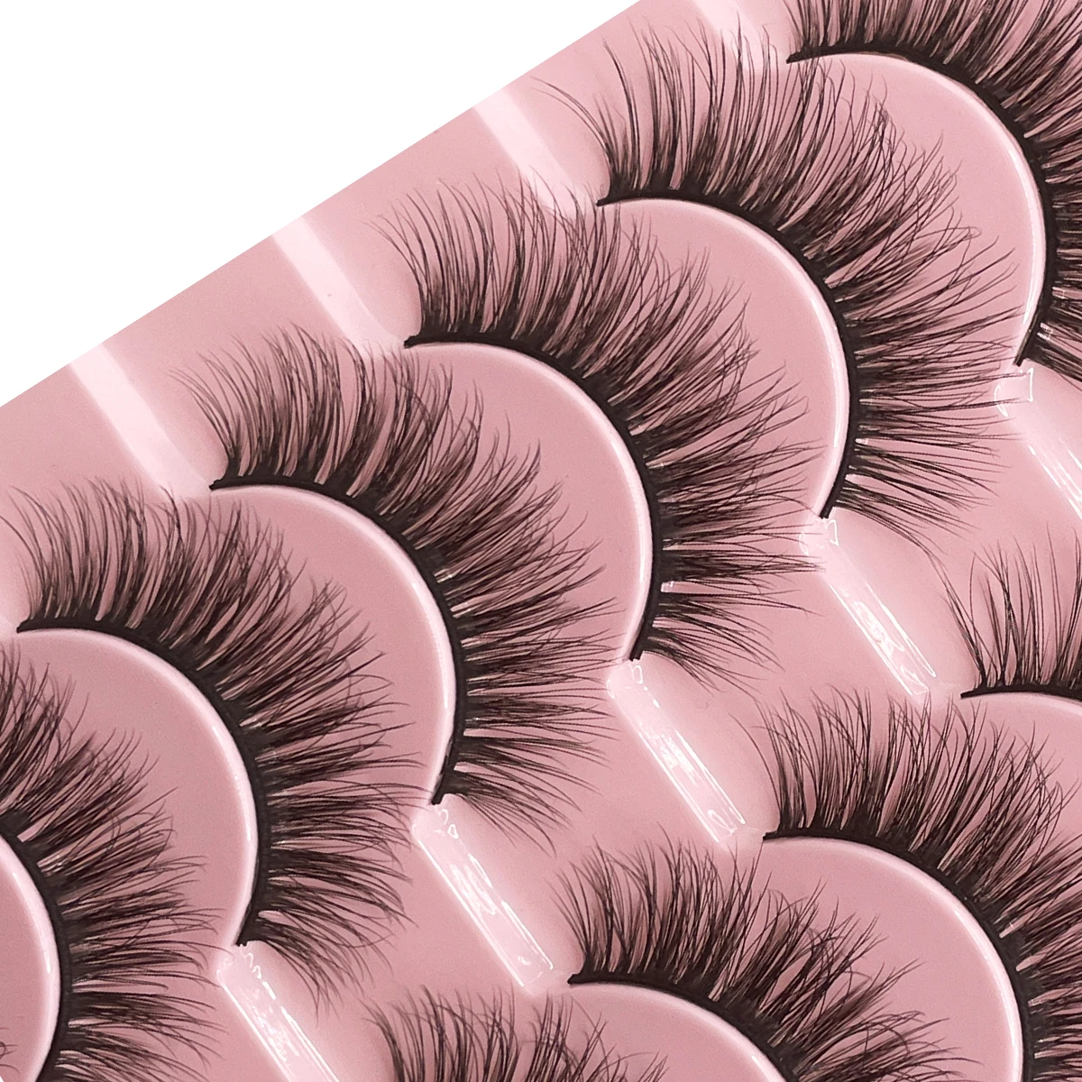 اليدوية فو رموش بالمنك 10 أزواج الطبيعية عارية ماكياج الرموش الصناعية محاكاة عبر فوضوي العين ثلاثية الأبعاد مجعد جلدة