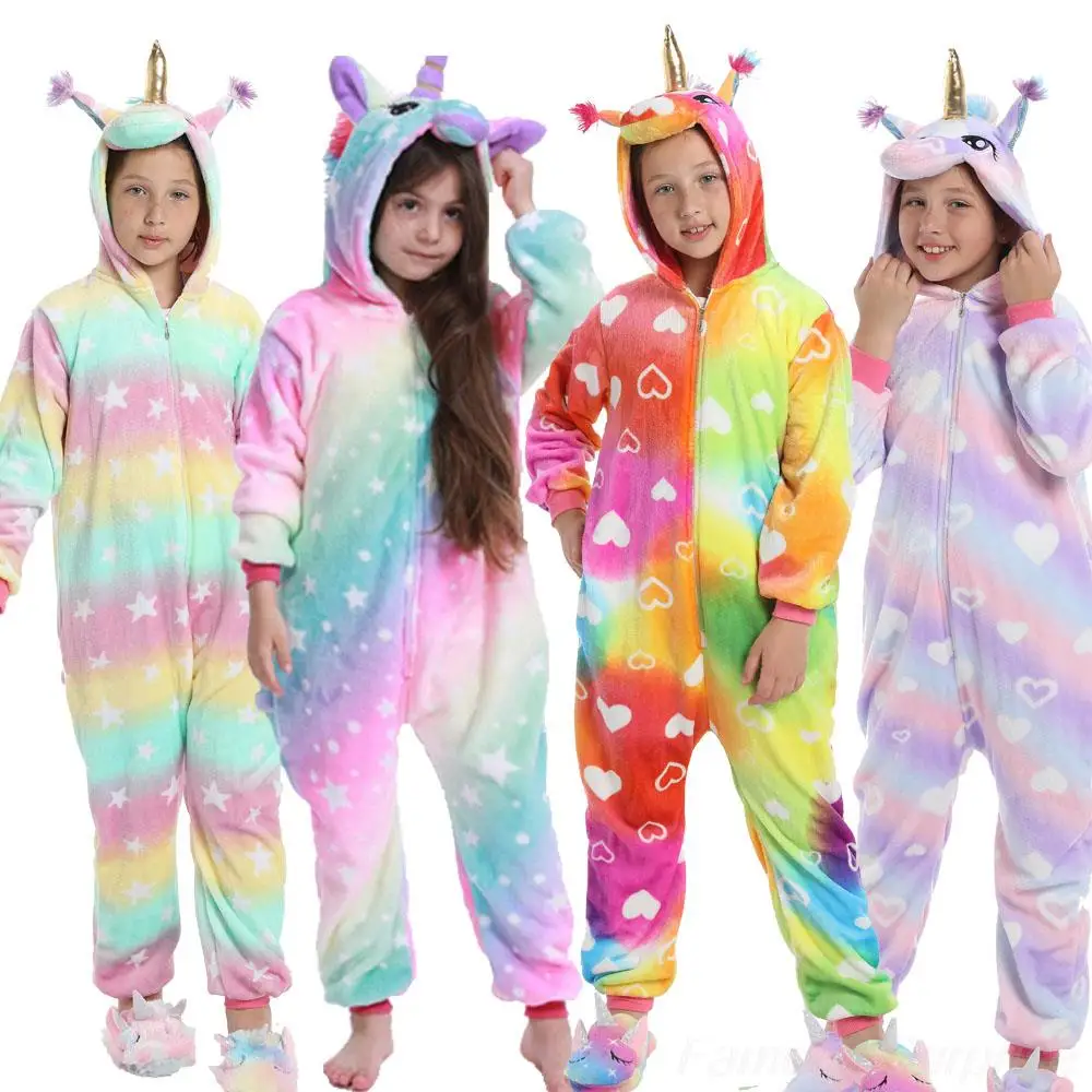 Winter Flannel Soft Warm Kigurumi Spider Pajamas Children Unicorn Oneise Boys Pyjamas Kigurumi Dinosaurio Costume Girls Homewear