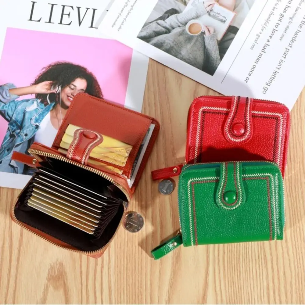 

2025 PU Zipper Wallet Oil Wax Leather Zipper Credit Card Holder Retro Card Bag Handbag