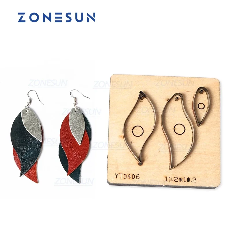 ZONESUN T9 Blade DIY Wood Dies Stencil for Leather Craft Card Holder, Die Cut Knife Mould Set, Hand Punch Tool, Leather Earring