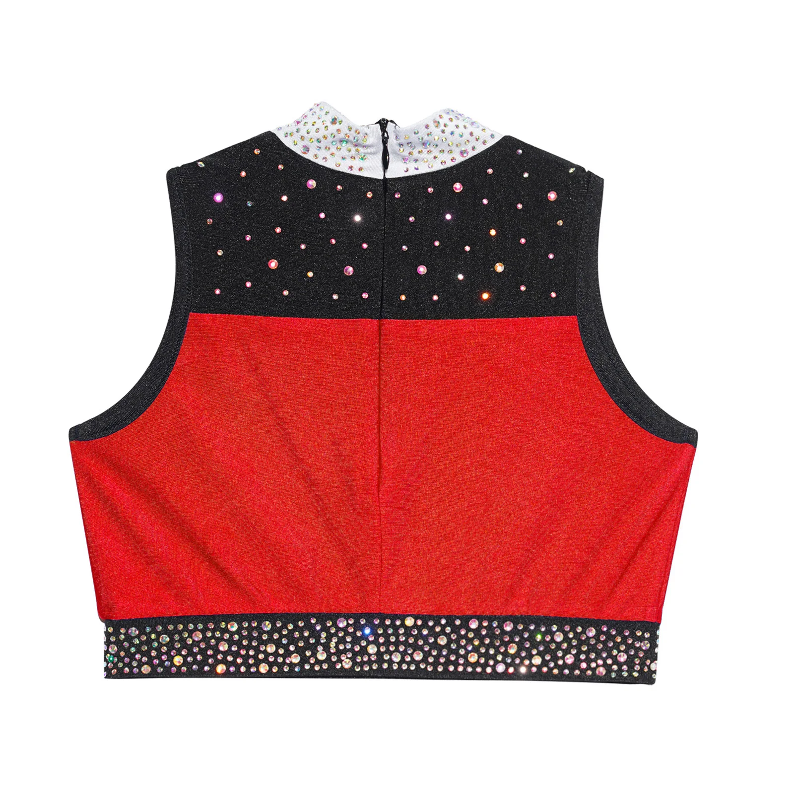 キッズガールズラインストーン叙情的コンテンポラリーダンスパフォーマンスコスチュームノースリーブクロップトップ体操フィギュアスケートダンスウェア