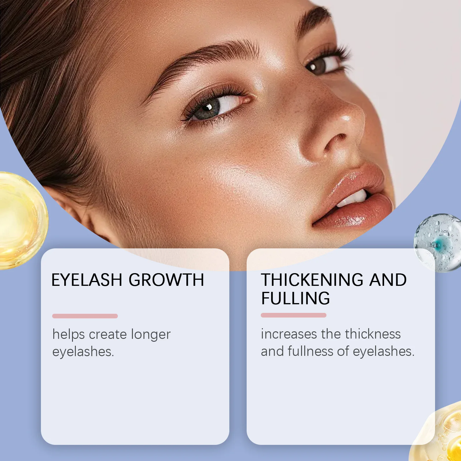 Siero per la crescita rapida delle ciglia Nutrimento naturale Allunga Addensare Curl Ciglia Ingrandisci Occhi affascinanti Vitamina E Cura degli occhi Essenza delle ciglia