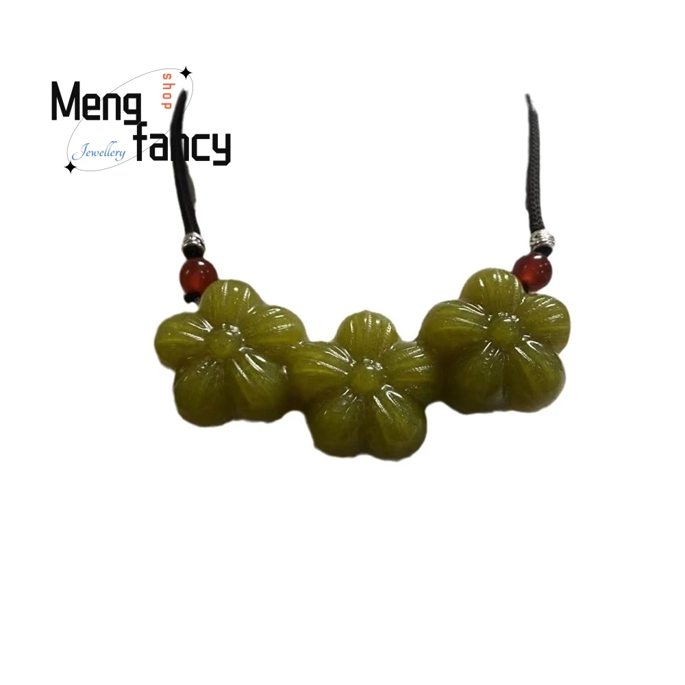 Yellow Xiuyu Collarbone Chain Necklace, Xiuyu Pendant, Avocado Green Flower Sweater Chain Accessory Fashion Jewelry Best Selling