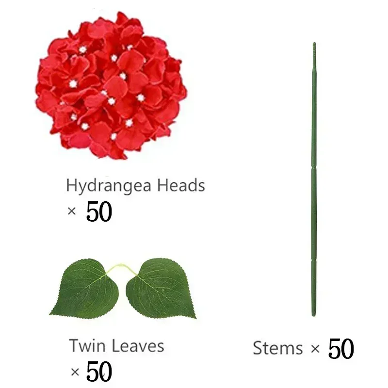 50 stuks kunstmatige hortensia bloemen zijden hortensia hoofden voor bruiloft