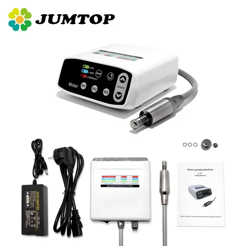 JUMTOP Dental Electric Motor Brushless LED Micromotor for 1:5 1:1 16:1 Contra Angle Low Speed Handpiece