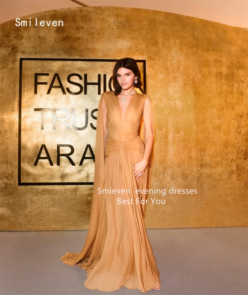 สมายล์เวน ลักชัวรี เมอร์เมด ชายน์นิ่ง พรอมเดรส ชุดราตรีคอวีหรูหรา แขนกุด จับจีบ ชุดสำหรับงานพิธีการ สามารถสั่งตัดได้ ปี 2026