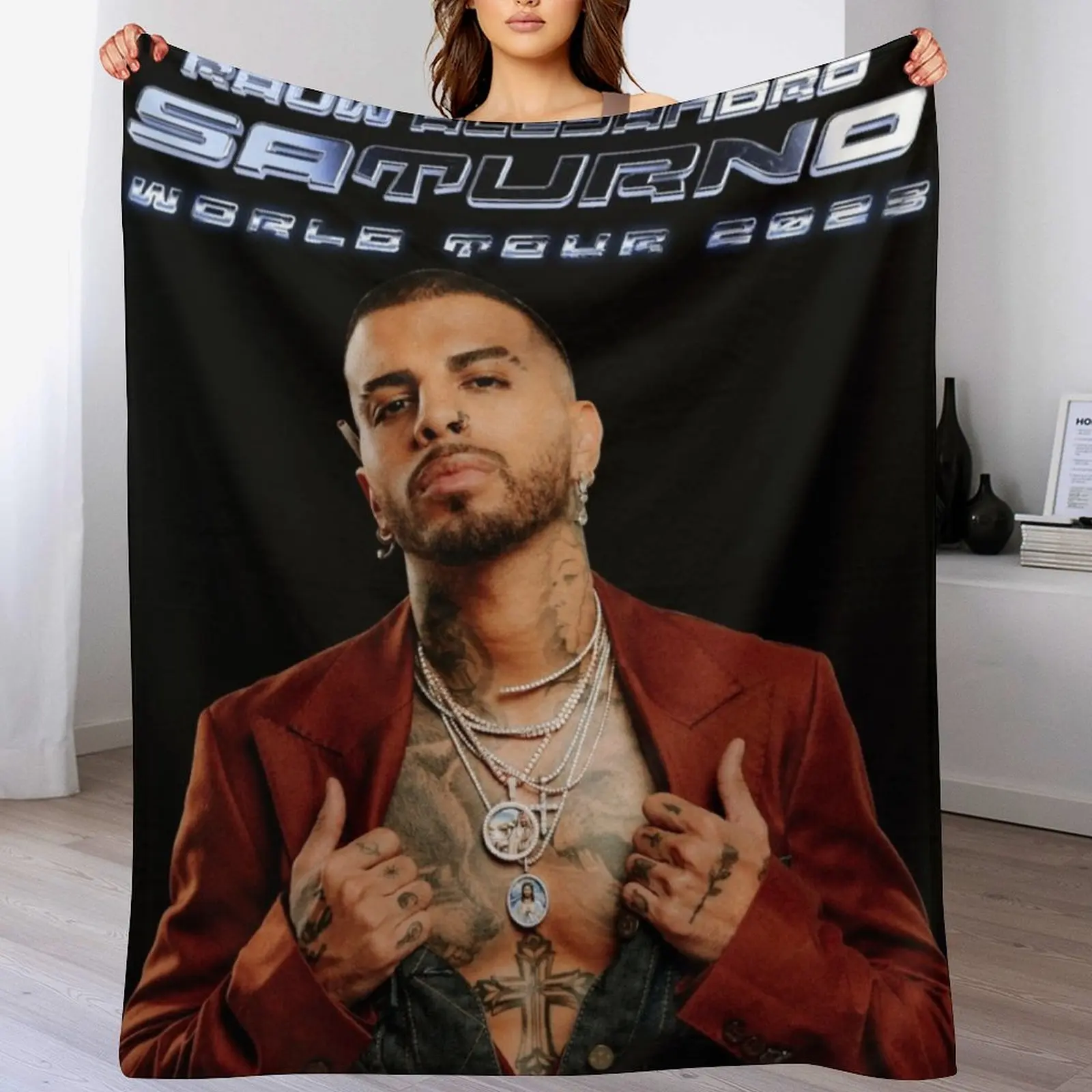 

Alejandro Saturno World Tour 2023 Throw Blanket Polar valentine gift ideas Sofa Furrys Blankets