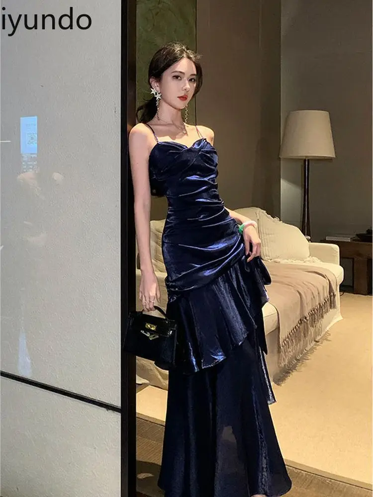 2025 ฤดูร้อนผู้ใหญ่พิธี A-Line ฤดูร้อนเสื้อผ้าผู้หญิงสไตล์ใหม่ High-end หรูหราสีทึบ Ruffled SLIM FIT ชุด