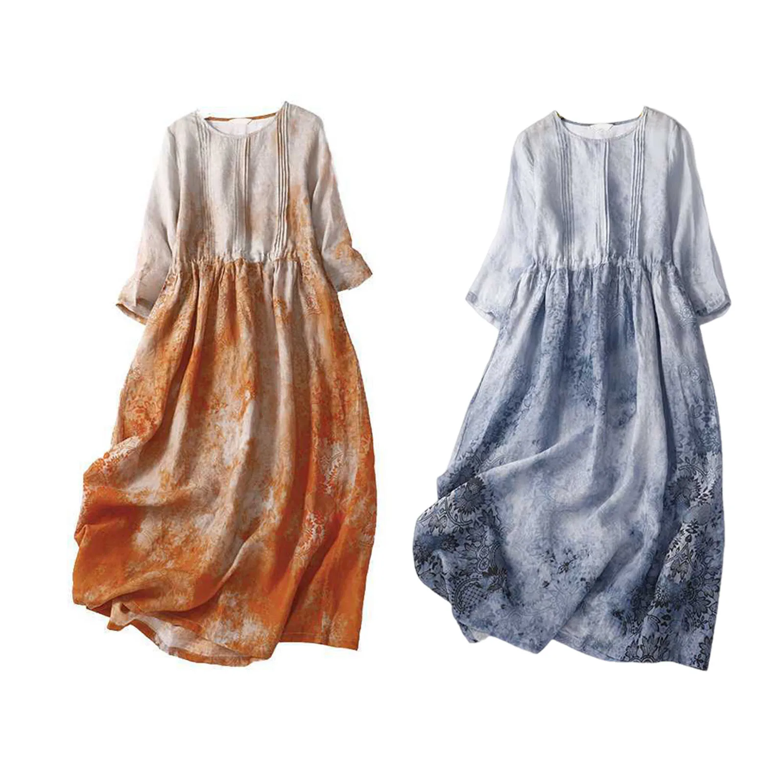 花柄の刺繍入りビーチドレス,半袖,ラウンドカラー,コットンとリネン,自由奔放に生きるスタイル,夏