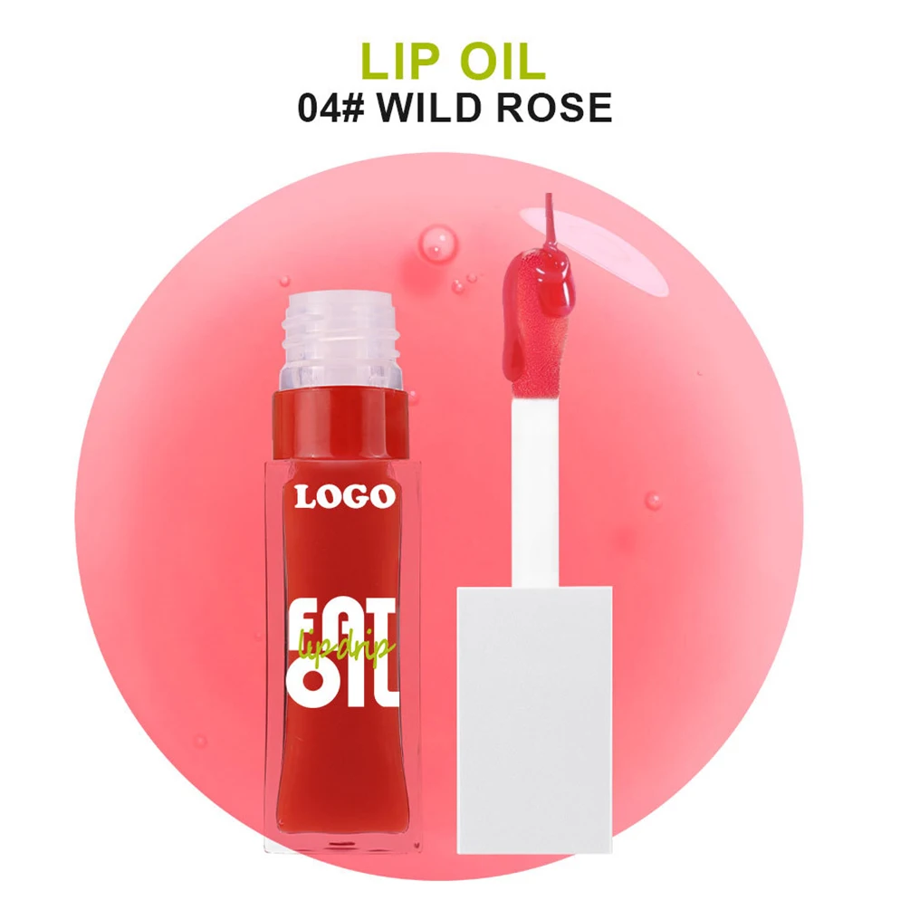 Aceite labial de marca privada, logotipo personalizado, tubo cuadrado, hidratante, labios carnosos, antisecado, agrietamiento, bálsamo labial, brillo a granel, maquillaje vegano