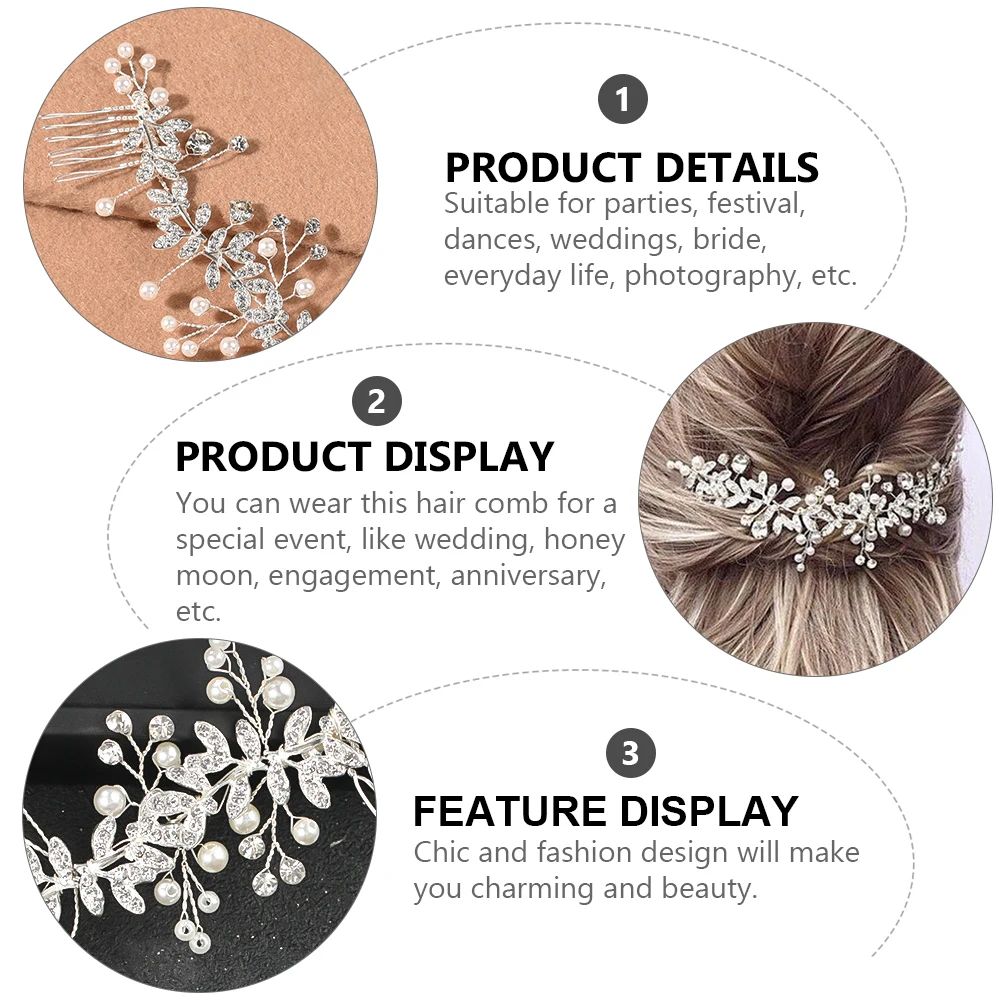 

Flower Headdress Comb Hair Headpiece Accessories Women Pearl Crystal Floral Bridal Headdress Wedding Hair Accessory Photoshoot