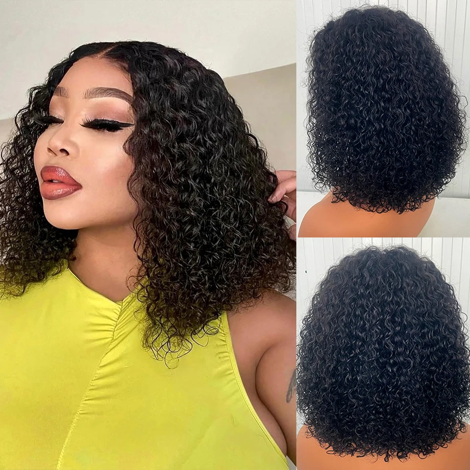 

100% Vietnamese Hair Water Wave Glueless Pre Plucked Pre Cut 12" Bob Curly Human Hair Wigs Wear And Go 4x4 HD Lace Closure Wigs