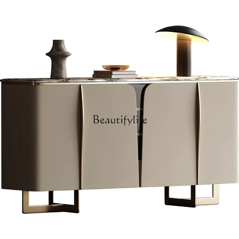 

Light luxury natural marble locker, living room home wall high-end dining side cabinet