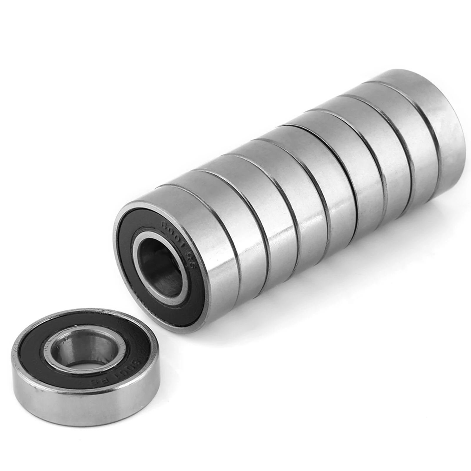 

10 Pcs Durable MultiUse Rubber Sealed Deep Groove Steel Bearing 6001-2RS Ball Bearings 12x28x8mm