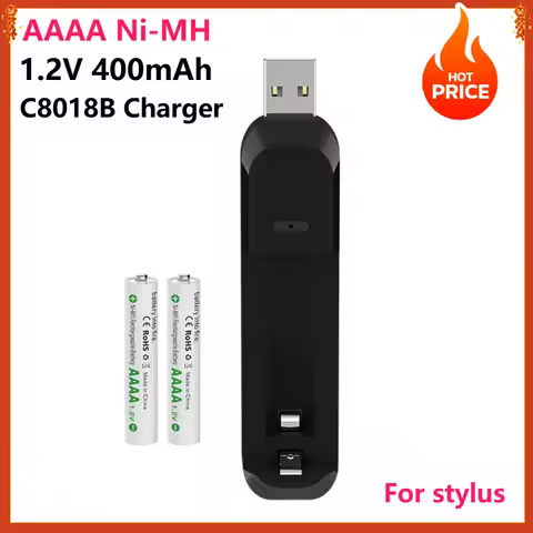 2PCS AAAA 1.2V 400mAh Rechargeable Ni-MH Battery for Handwritten Stylus Laser Pen Battery with AA AAA Battery Charger