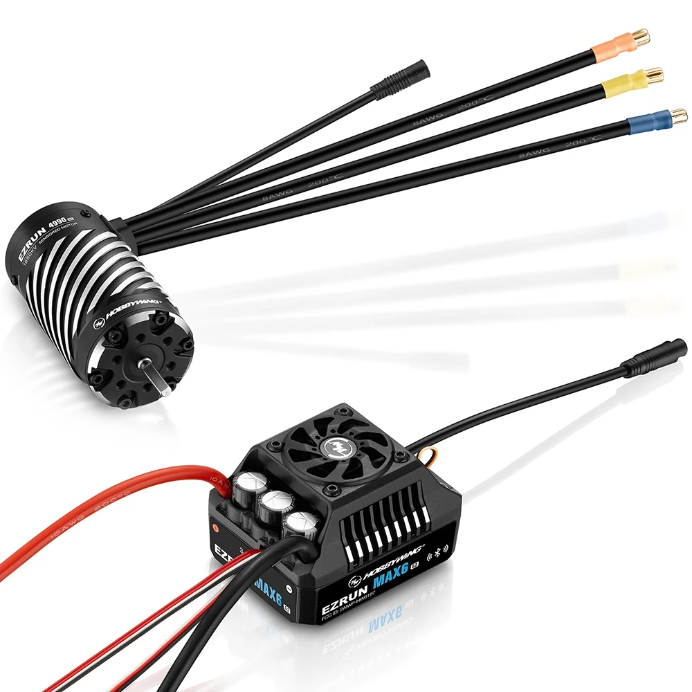 HOBBYWING EZRUN MAX6 G2 ESC 200A Waterproof Brushless 3-8S Lipo 4990 1650KV G2 Motor Combo Set for 1/6 1/7 1/8 RC Car