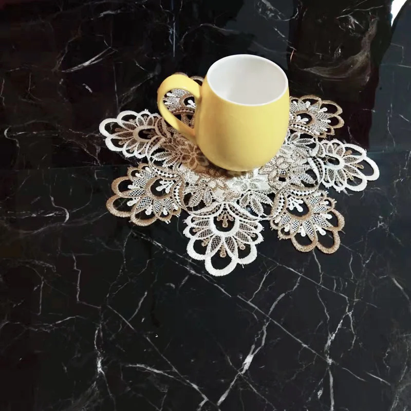 European-style Embroidered Lace Trim Round Table Mat Coaster Placemat Vase Lamp Cup Non-slip Dust-proof Pad Wedding Decoration