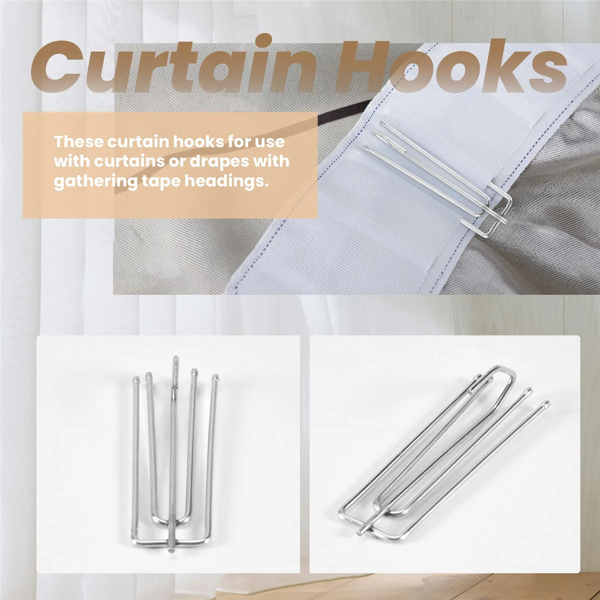 

Better Quality Window Treatment 4 Prongs Pinch Pleat Drapes Curtain Hooks 20pcs