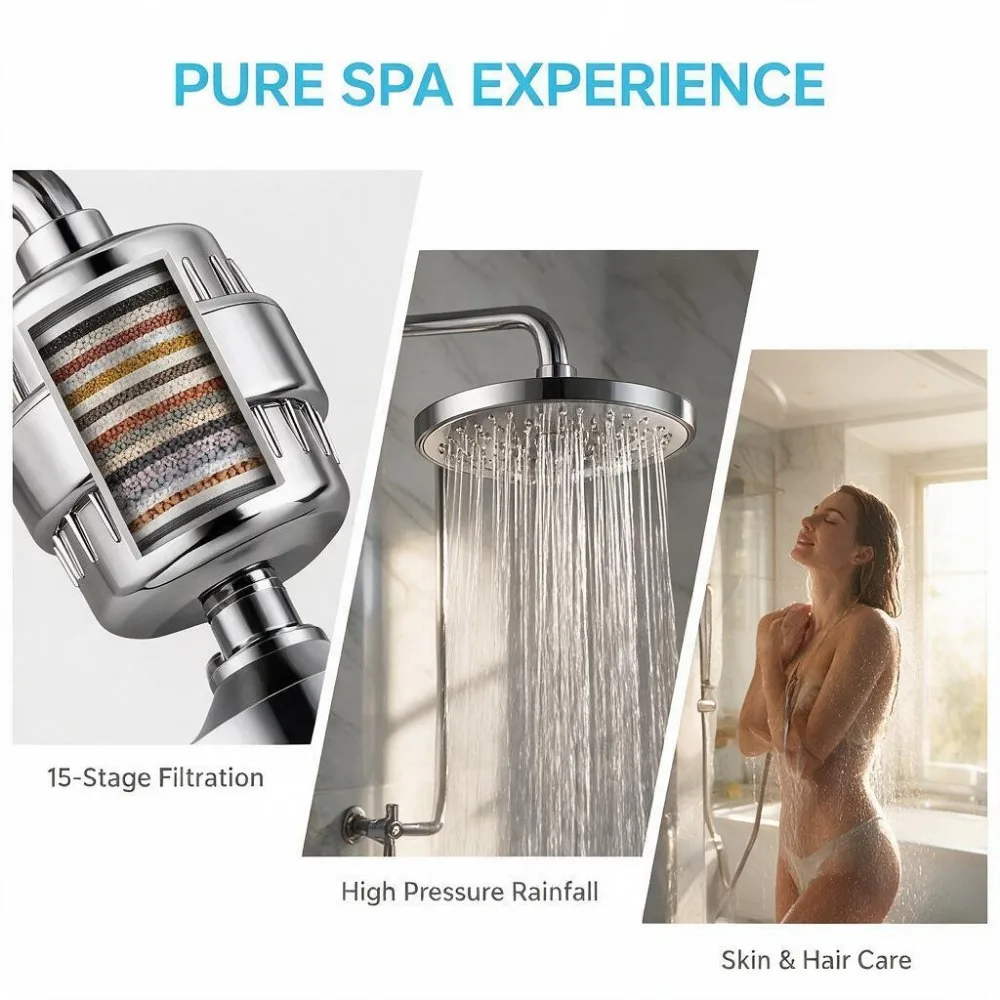 15-20 Stages High Household To Remove Chlorine Fluoride Heavy Metals Filtered Soften Hard Water for Shower Head Cleaning Purifie