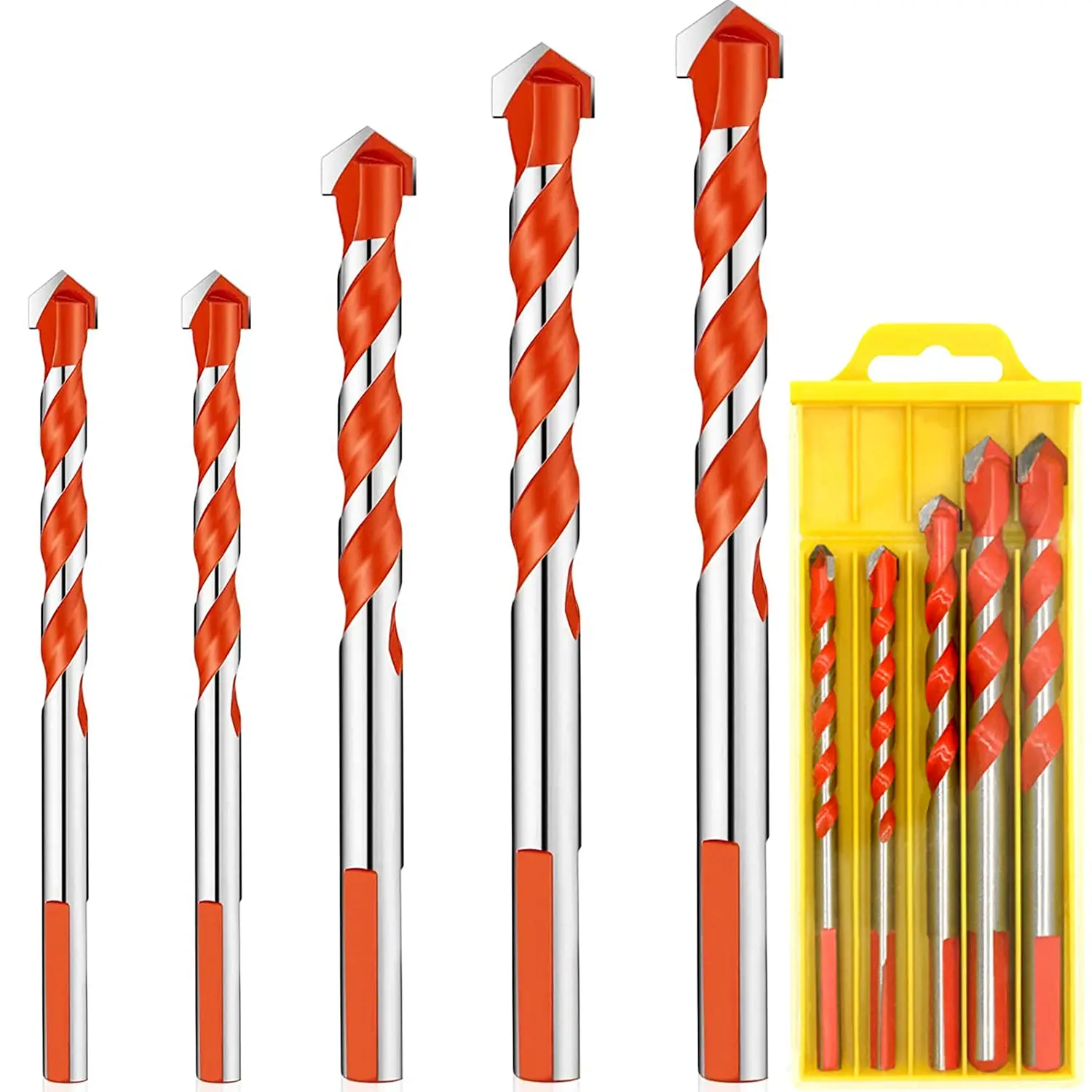 

5 Pcs Drill Bit Set for Tile,Glass,Brick,Tile,Concrete,Plastic and Wood Tungsten Carbide Tip for Wall Mirror and Ceramic Tile