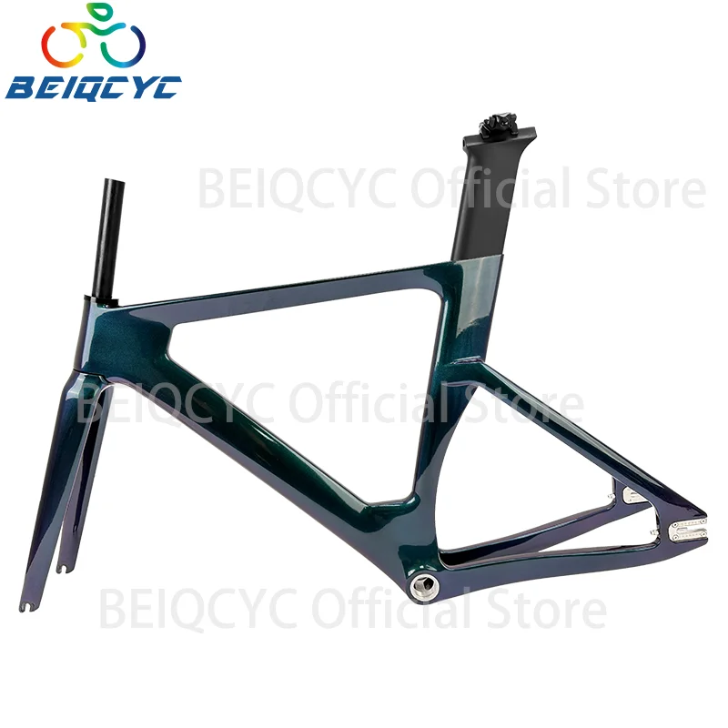 

Зеленая карбоновая гусеничная рама Chameleon для шоссейного велосипеда, рама с фиксированной передачей BSA, трекинговый велосипед 700C
