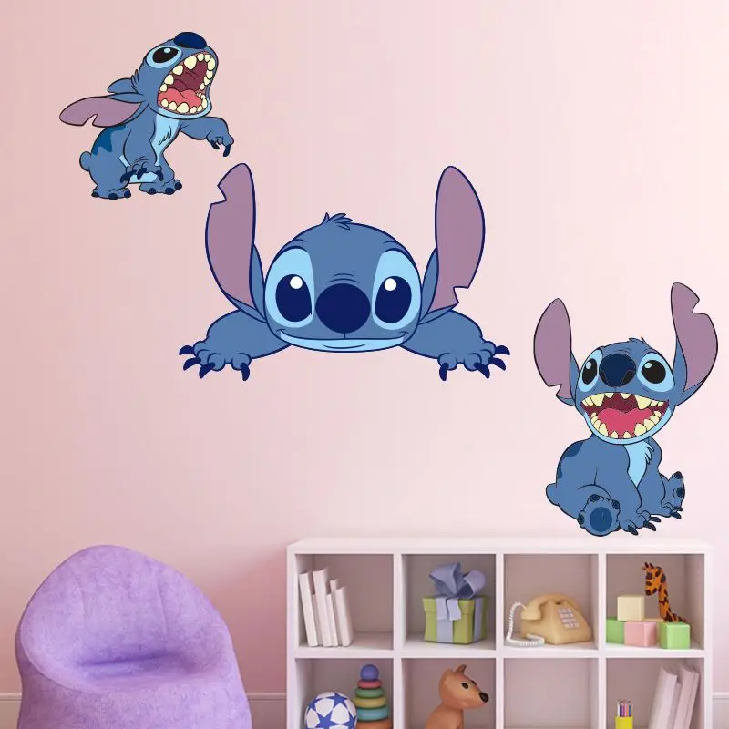 Disney Stitch Wall Paper Cartoon Anime Kawaii Stitch Large Wall Sticker Kids Bedroom Window Car Waterproof Self Adhesive Sticker